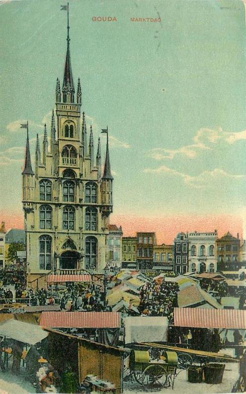 (388-153-003) Gouda Marktdag, Verzamelen, Ansichtkaarten | Nederland, Zuid-Holland, Ophalen of Verzenden