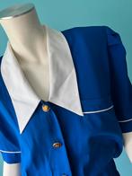 Vintage jaren 80 jurk blauw navy look maat 44, Maat 42/44 (L), Vintage, Gedragen, Onder de knie