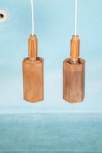 Minimalist houten hanglampje pine l vintage Swedish pendants, Huis en Inrichting, Lampen | Hanglampen, Minder dan 50 cm, Hout