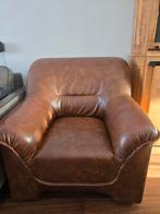 Mooie lichtbruine kunstleren fauteuil, Huis en Inrichting, Ophalen