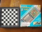 5 Spelletjes in 1 doosje, compleet, magnetisch, Een of twee spelers, Ophalen of Verzenden, Zo goed als nieuw, Reisspel