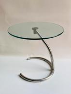 Jaren 80 bijzettafel van glas en chroom, Ophalen, Huis en Inrichting