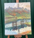 Frans dorpsgezicht olieverf op doek, Antiek en Kunst, Kunst | Schilderijen | Abstract, Ophalen