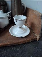 Brocante wit emaille eierdop eierdopje, Antiek en Kunst, Ophalen of Verzenden