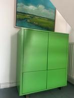 Groene Kast met Houten Binnenkant - 40x90x107cm, Antiek en Kunst, Ophalen