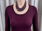 Chique vintage ketting van glazen kralen - gouden sluiting, Verzenden, Zo goed als nieuw, Paars, Overige materialen