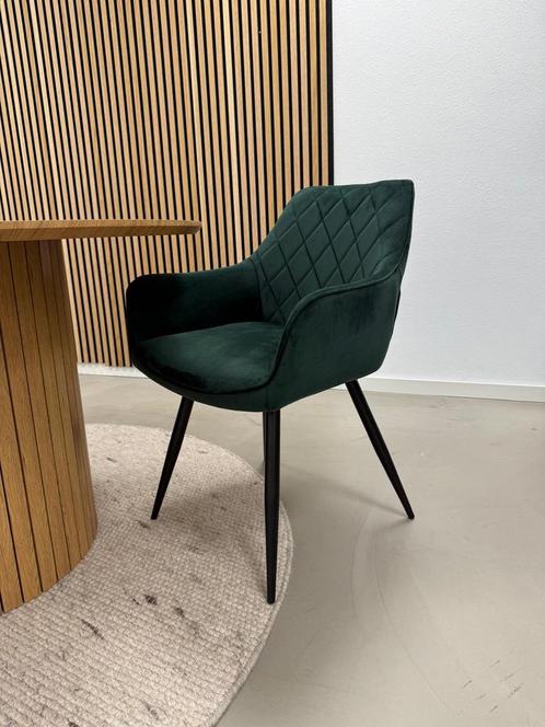 6x Kick eetkamerstoel Monza donkergroen, Huis en Inrichting, Stoelen, Nieuw, Vijf, Zes of meer stoelen, Stof, Overige kleuren