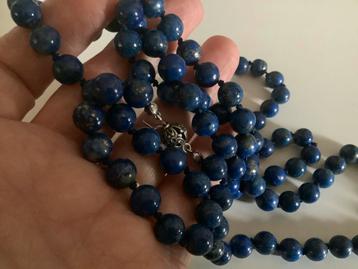 Prachtige vintage ketting collier Lapis Lazuli zilver slot beschikbaar voor biedingen