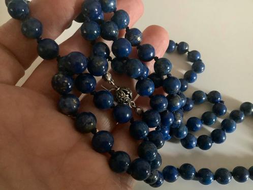 Prachtige vintage ketting collier Lapis Lazuli zilver slot, Sieraden, Tassen en Uiterlijk, Kettingen, Zo goed als nieuw, Zilver