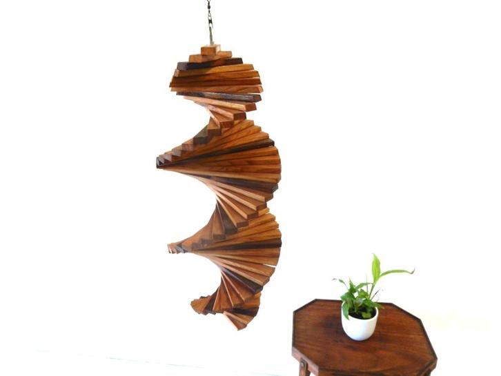 vintage windspiraal molen hout jaren 70, Tuin en Terras, Windwijzers en Windmolens, Gebruikt, Ophalen of Verzenden