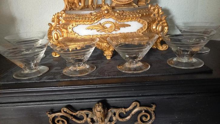 6 glazen coupes ingeslepen Art Deco, Antiek en Kunst, Antiek | Glas en Kristal, Ophalen of Verzenden