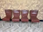 4x montis spica bruin leer, Huis en Inrichting, Stoelen, Ophalen of Verzenden, Zo goed als nieuw, Bruin, Leer