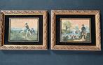 Antieke voorstellingen van jacht met beagle en paard, Antiek en Kunst, Kunst | Etsen en Gravures, Ophalen of Verzenden