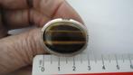 prachtige grote zilver ring met tijgeroog steen, Ophalen of Verzenden, Zo goed als nieuw, 17 tot 18, Dame of Heer