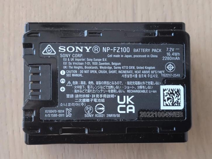 Sony accu NP-FZ100, Audio, Tv en Foto, Fotografie | Accu's en Batterijen, Zo goed als nieuw, Ophalen of Verzenden