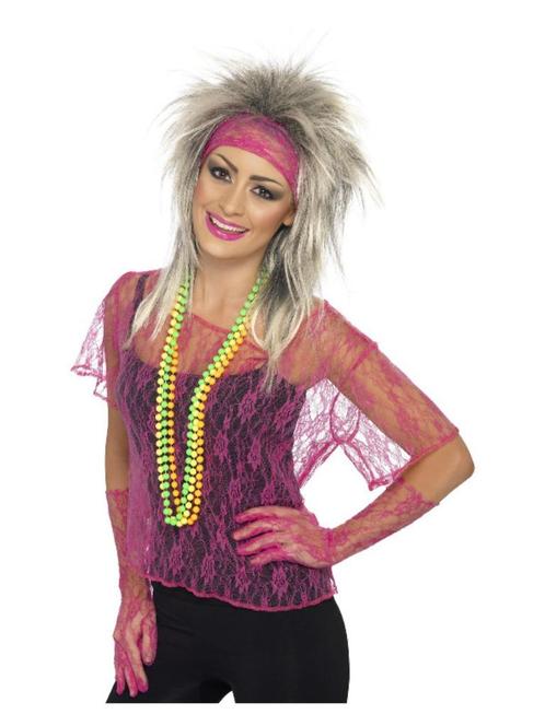 Kant Net Vest, Handschoenen & Haarband – 80s Roze Accessoire, Kleding | Dames, Carnavalskleding en Feestkleding, Nieuw, Carnaval