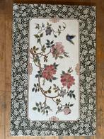 Keramische tegel met bloemen en vogelmotief 1850-1900, Ophalen of Verzenden