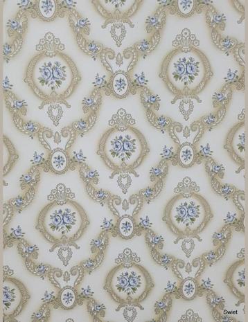 14050 barok behang jaren 70 met blauwe roosjes swiet beschikbaar voor biedingen