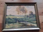oude lijst met glas en oude plaat, Ophalen of Verzenden