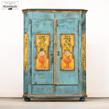 Antieke Beschilderde Volkskunst Bruidskasten Kisten Meubels beschikbaar voor biedingen