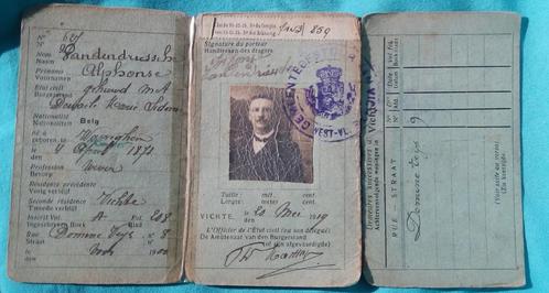 1919 VICHTE IDENTITEITSKAART ALPHONSE VANDENDRIESSCHE (1871-, Antiek en Kunst, Curiosa en Brocante, Verzenden