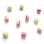 Wit met multicolor gestreepte polymeerkralen van 6 mm (8 st), Hobby en Vrije tijd, Kralen en Sieraden maken, Verzenden, Nieuw