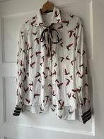 Moi vogel zwaluw print blouse strikkraag Zara maat S 36, Ophalen of Verzenden, Zo goed als nieuw, Maat 36 (S), Wit