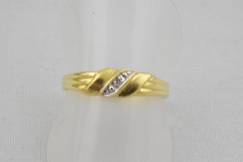 14 karaat gouden ring met Diamant 1014-G, Sieraden, Tassen en Uiterlijk, Ringen, Gebruikt, Dame, 18 tot 19, Goud, Goud, Met edelsteen
