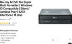 LG blu ray brander, Computers en Software, Optische drives, Ophalen of Verzenden, Zo goed als nieuw, Intern, Dvd