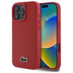 Lacoste iPhone 16 16 pro Petit Pique MagSafe hoesje - Rood, Ophalen of Verzenden, Nieuw, Frontje of Cover