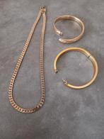 Mooie vintage Double- gemerkt- 2 armbanden - 1ketting, Ophalen of Verzenden, Gebruikt, Goud, Overige materialen