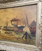 Havengezicht/Haven Rotterdam/Olieverf, Ophalen of Verzenden