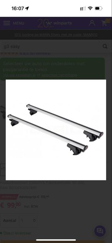 G3 Dakdragers Easy System Aluminium 130 beschikbaar voor biedingen