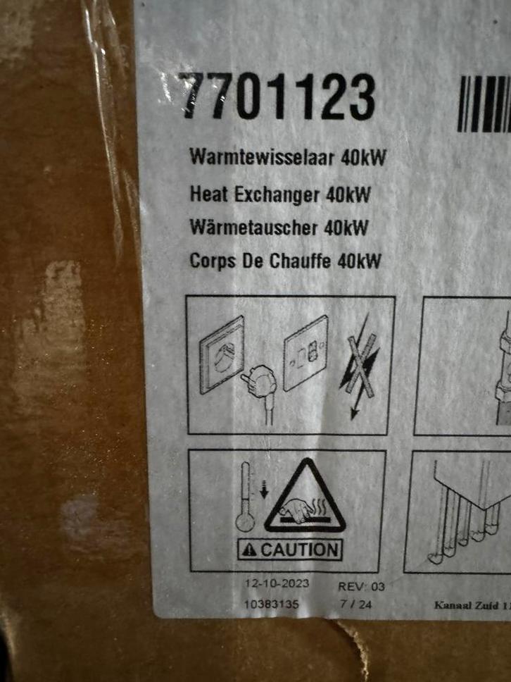 Remeha Calenta 40kW Warmtewisselaar – Art.nr. 8019197, Witgoed en Apparatuur, Afzuigkappen, Zo goed als nieuw, Wandschouwkap, 600 tot 800 m³ per uur