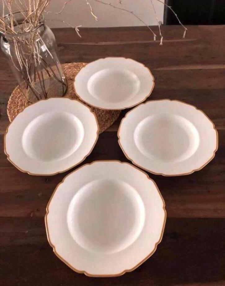💝 Vintage antiek HEINRICH & CO pastabord wit goud, Antiek en Kunst, Antiek | Servies los, Ophalen of Verzenden