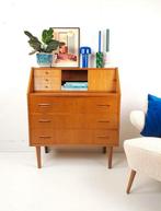 Vintage deense teakhouten secretaire | wandkast | ladenkast, Ophalen of Verzenden, Huis en Inrichting