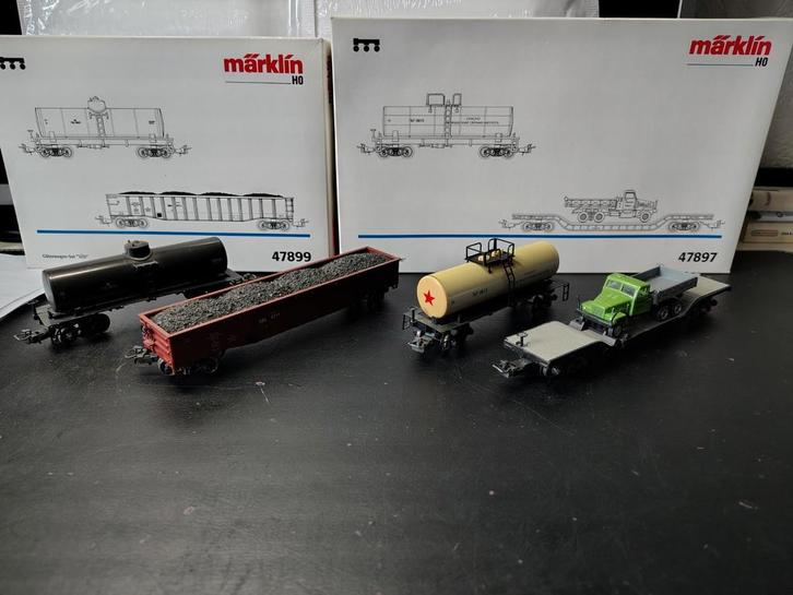 Märklin H0 47897 en 47899 Set goederenwagons van de SZD., Hobby en Vrije tijd, Modeltreinen | H0, Zo goed als nieuw, Wagon, Wisselstroom