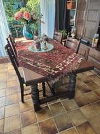 Donkere eiken eettafel + 4 stoelen in zeer goede staat, Huis en Inrichting, Ophalen, Gebruikt, Klassiek, Eikenhout