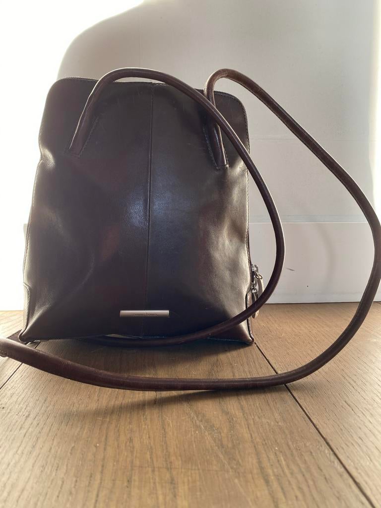 Claudio ferecci Hand/rugtas, Ophalen of Verzenden, Zo goed als nieuw, Bruin