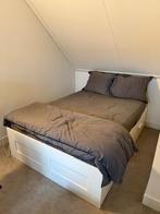 Ikea Brimnes bed incl. matras, Ophalen, Wit, 140 cm, Zo goed als nieuw
