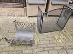 Antiek Frans vonkenscherm / spatscherm haardscherm + houtbak, Huis en Inrichting, Haarden, Ophalen, Houthaard