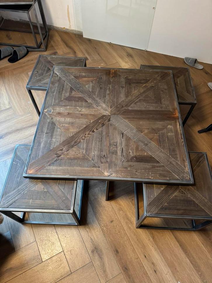 SET Riviera Maison LB Américaine (salon, bijzet en eettafel), Huis en Inrichting, Tafels | Salontafels, Zo goed als nieuw, Minder dan 50 cm