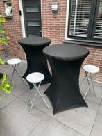 2 Statafels, 4 krukjes en 3 hoezen., Ophalen, Gebruikt