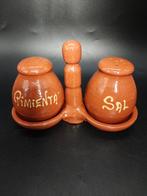 Terracotta Peper- en Zoutstel met Tray - Sal & Pimiento, Overige typen, Ophalen of Verzenden, Zo goed als nieuw, Overige stijlen