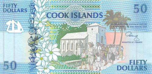 Cook Islands 50 Dollars 1992 Unc pn 10a, Postzegels en Munten, Bankbiljetten | Oceanië, Los biljet, Ophalen of Verzenden