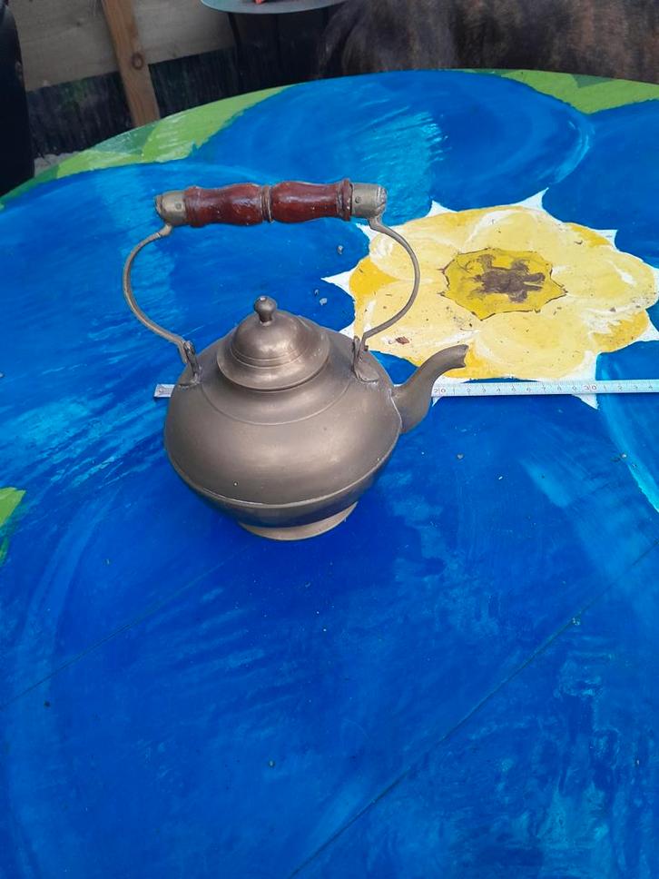 Koperen Theepot met Houten Handvat, Antiek en Kunst, Antiek | Koper en Brons, Ophalen