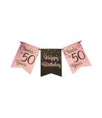 Vlaggenlijn 50 jaar roze – zwart (7024007), Nieuw, Versiering, Ophalen of Verzenden, Verjaardag