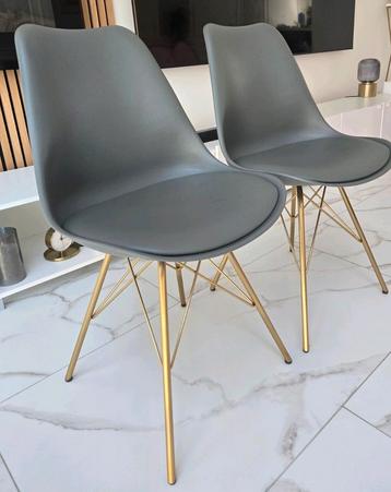 Eames look eetkamerstoelen 2x goud