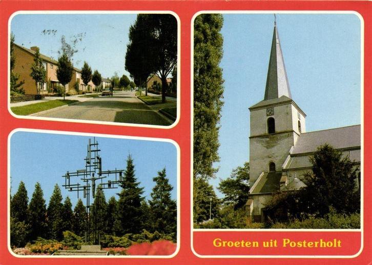 Groeten uit Posterholt - 3 afb - 1982 gelopen, Verzamelen, Ansichtkaarten | Nederland, Ongelopen, Noord-Brabant, Voor 1920, Ophalen of Verzenden