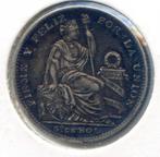 Peru 1/5 Sol 1900 Mintage 750.000, Beautifull dark Patina, Ophalen of Verzenden, Zuid-Amerika